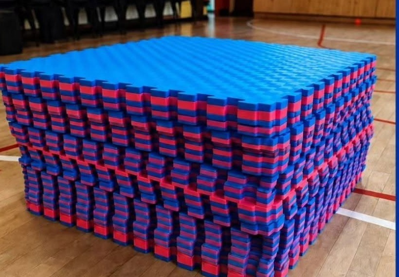 School Fitness Ireland blue and red jigsaw tatami mats